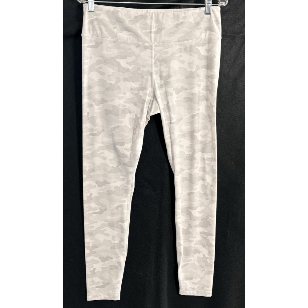 GLYDER Women Camo Leggings Sz L White Gray Athleisure Gym Pilates Barre 77-45